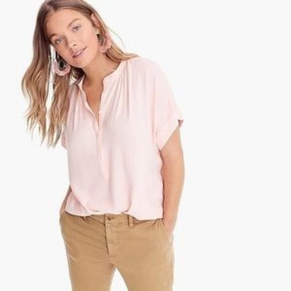 J. Crew Point Sur Blush Pink Drapey Popover Shirt Size XS - Picture 1 of 8